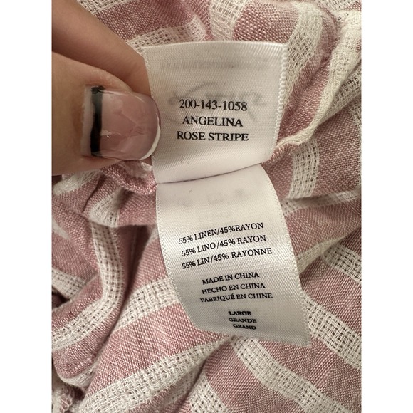 Rails Women's Angelina Dress Large L Rose Striped Smocked Waist Linen Blend A - Picture 10 of 10
